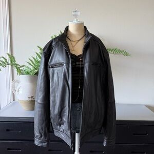100% New Zealand Lambskin oversized leather jacket